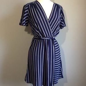 Monteau Blue and White Striped Dress Sz M